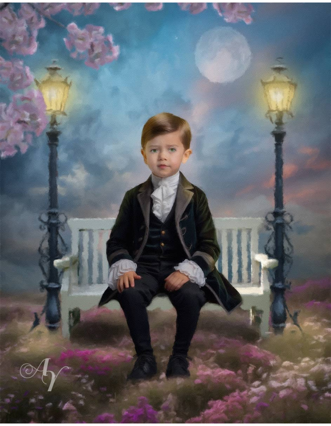 Victorian Lamplit Garden Custom Child Customized Photo Paintings Victorian Lamplit Garden Custom Child Customized Photo Paintings