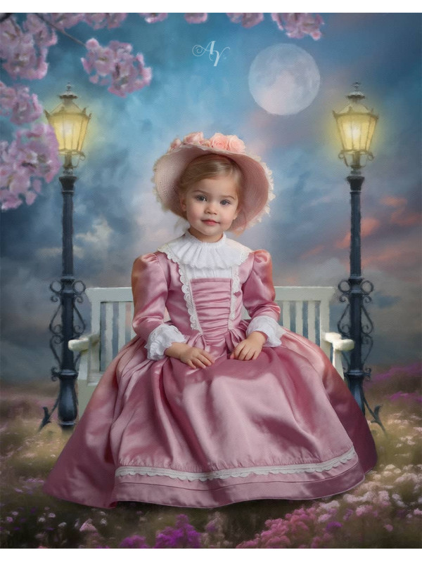 Victorian Lamplit Garden Child Customized Photo Paintings