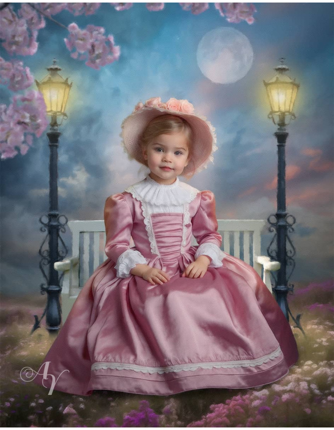 Victorian Lamplit Garden Custom Child Customized Photo Paintings Victorian Lamplit Garden Custom Child Customized Photo Paintings