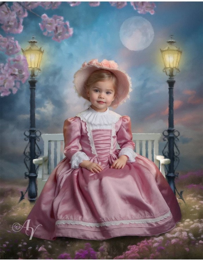 Victorian Lamplit Garden Custom Child Customized Photo Paintings Victorian Lamplit Garden Custom Child Customized Photo Paintings