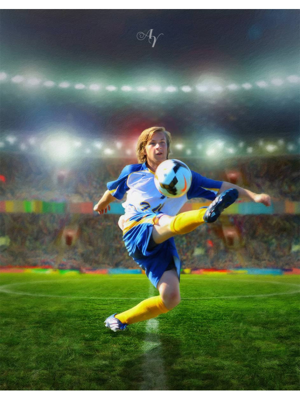 Soccer Star Customized Photo Paintings on Canvas
