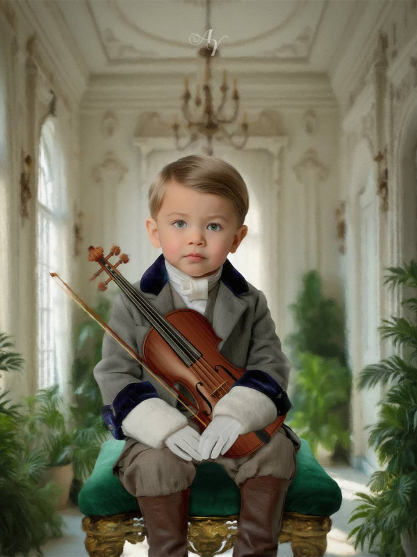 Victorian White Music Room Child Customized Photo Paintings