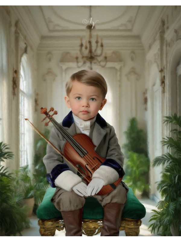 Victorian White Music Room Child Customized Photo Paintings