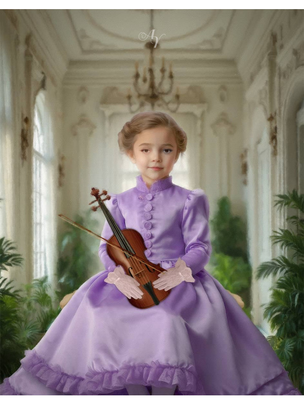 Victorian White Music Room Child Customized Photo Paintings