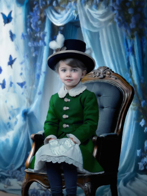 Victorian Blue Room Child Customized Photo Paintings