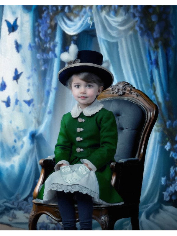 Victorian Blue Room Child Customized Photo Paintings