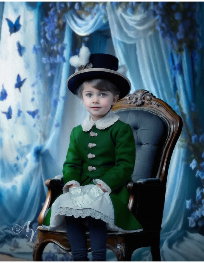 Victorian Blue Room Child Customized Photo Paintings Victorian Blue Room Child Customized Photo Paintings