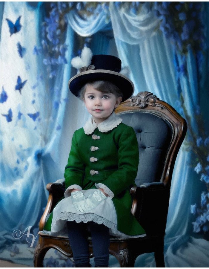 Victorian Blue Room Child Customized Photo Paintings Victorian Blue Room Child Customized Photo Paintings