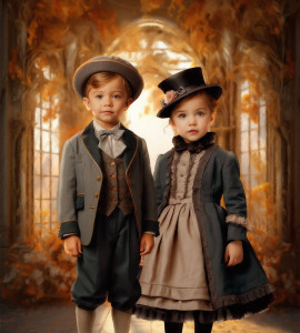 Victorian Children Autumn Theme Customized Photo Paintings