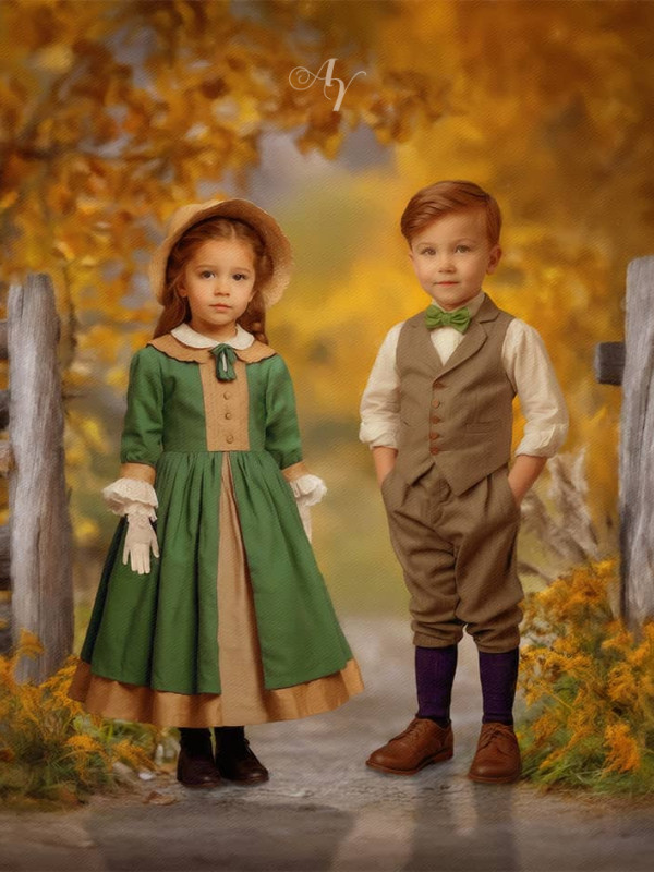 Victorian Autumn Splendor Child Customized Photo Paintings