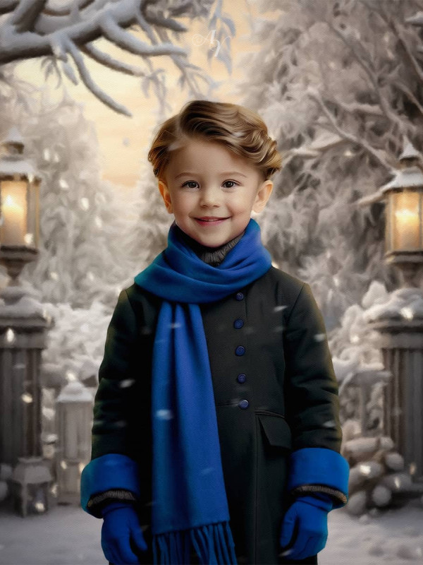 Victorian Winter Garden Child Customized Photo Paintings