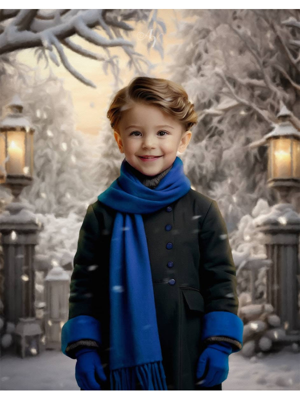 Victorian Winter Garden Child Customized Photo Paintings