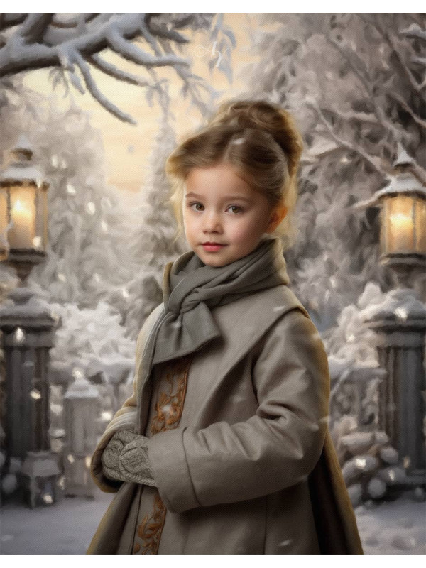 Victorian Winter Garden Child Customized Photo Paintings