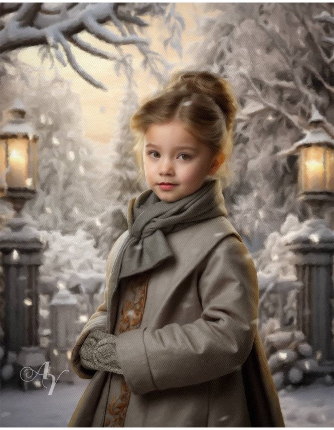 Victorian Winter Garden Child Customized Photo Paintings Victorian Winter Garden Child Customized Photo Paintings