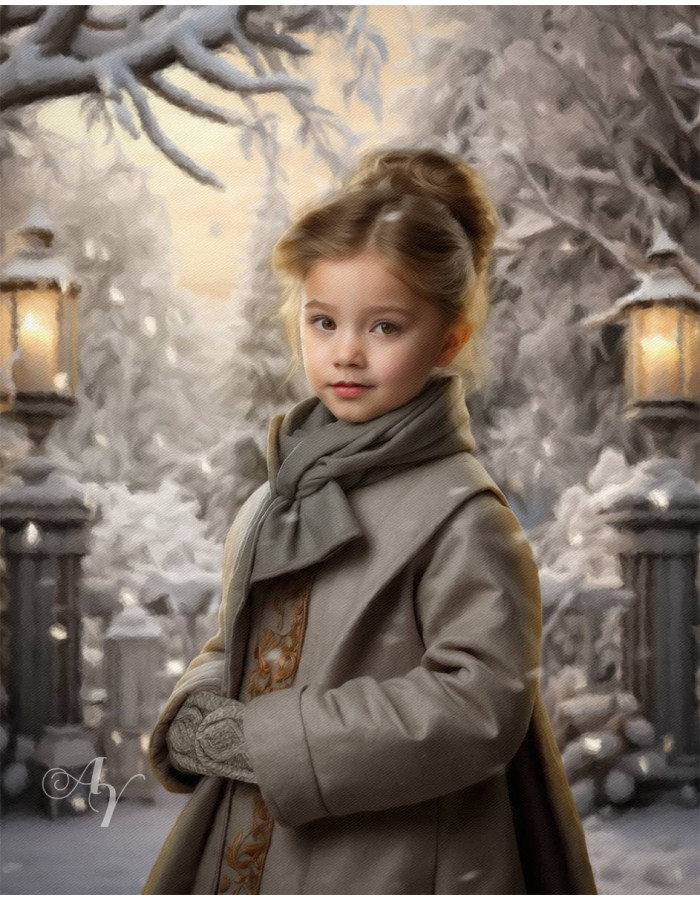 Victorian Winter Garden Child Customized Photo Paintings Victorian Winter Garden Child Customized Photo Paintings