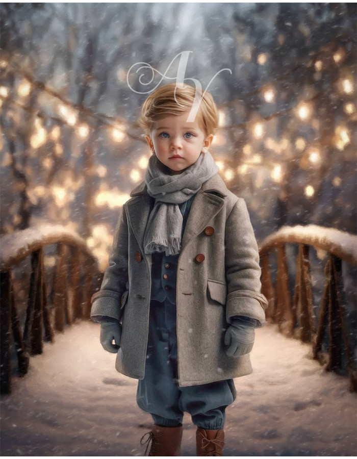 Victorian Child Winter Bridge Customized Photo Paintings Victorian Child Winter Bridge Customized Photo Paintings