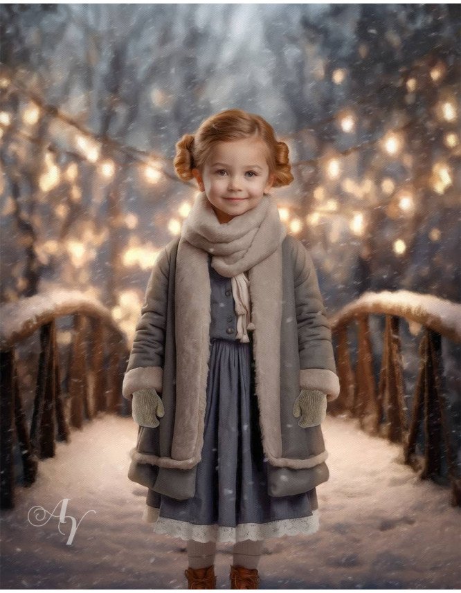 Victorian Child Winter Bridge Customized Photo Paintings Victorian Child Winter Bridge Customized Photo Paintings