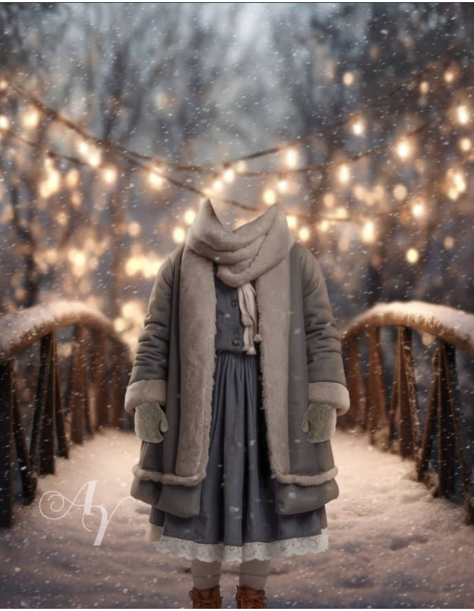 Victorian Child Winter Bridge Customized Photo Paintings Victorian Child Winter Bridge Customized Photo Paintings