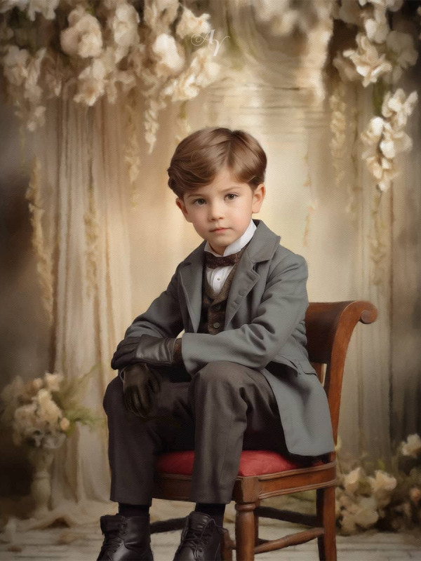 Victorian Formal Studio Child Customized Photo Paintings
