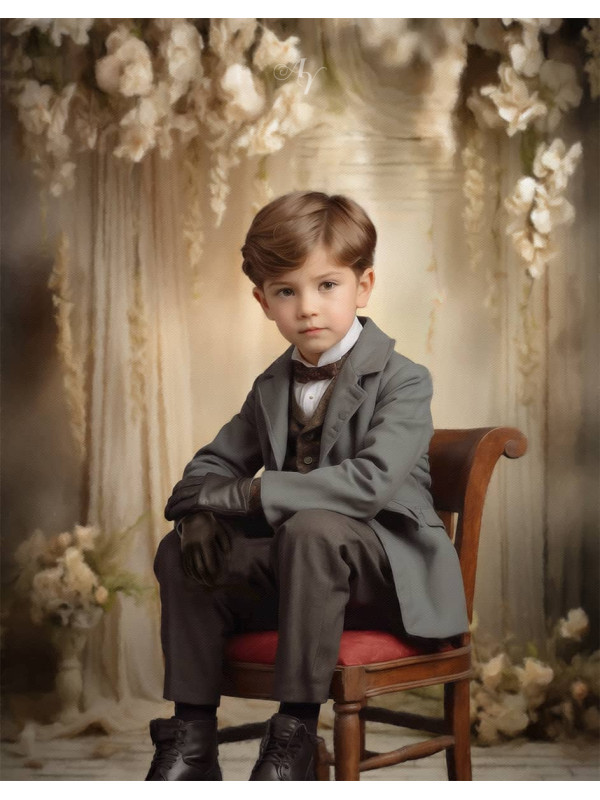 Victorian Formal Studio Child Customized Photo Paintings