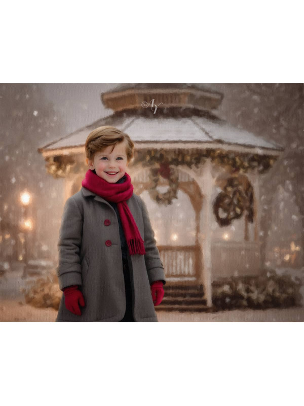 Victorian Winter Gazebo Child Customized Photo Paintings
