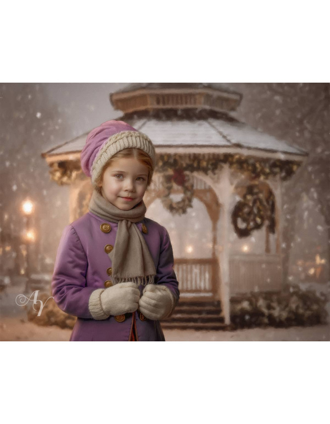 Victorian Winter Gazebo Child Customized Photo Paintings Victorian Winter Gazebo Child Customized Photo Paintings