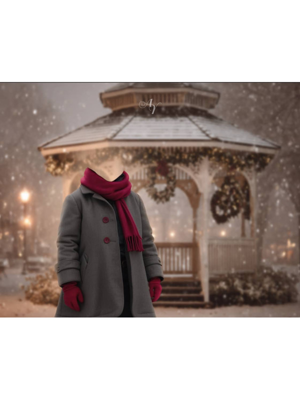 Victorian Winter Gazebo Child Customized Photo Paintings