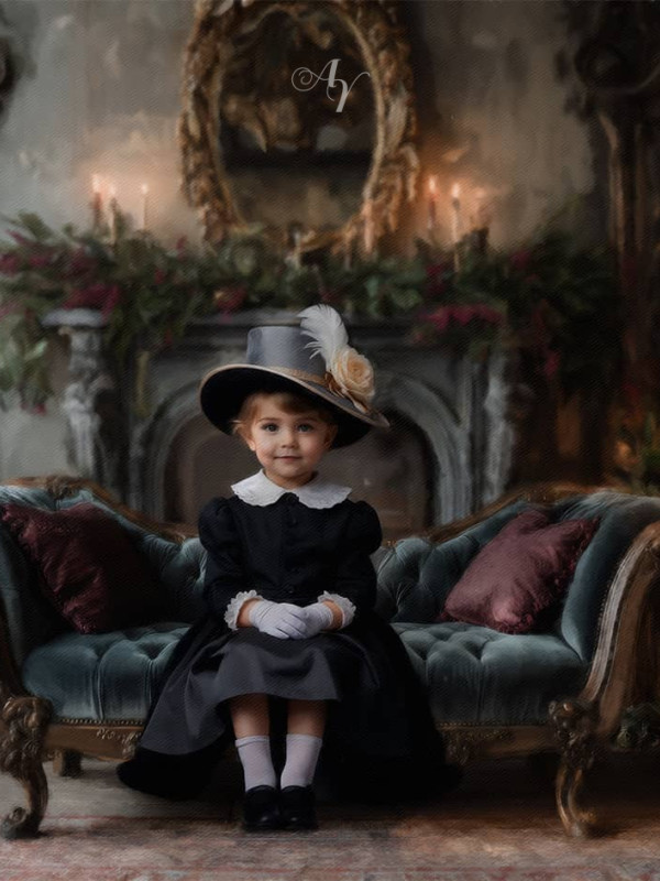 Victorian Sitting Room Child Customized Photo Paintings