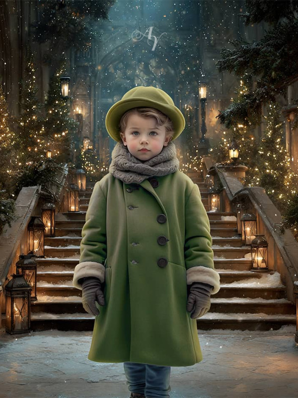 Victorian Candlelit Staircase Child Customized Photo Paintings