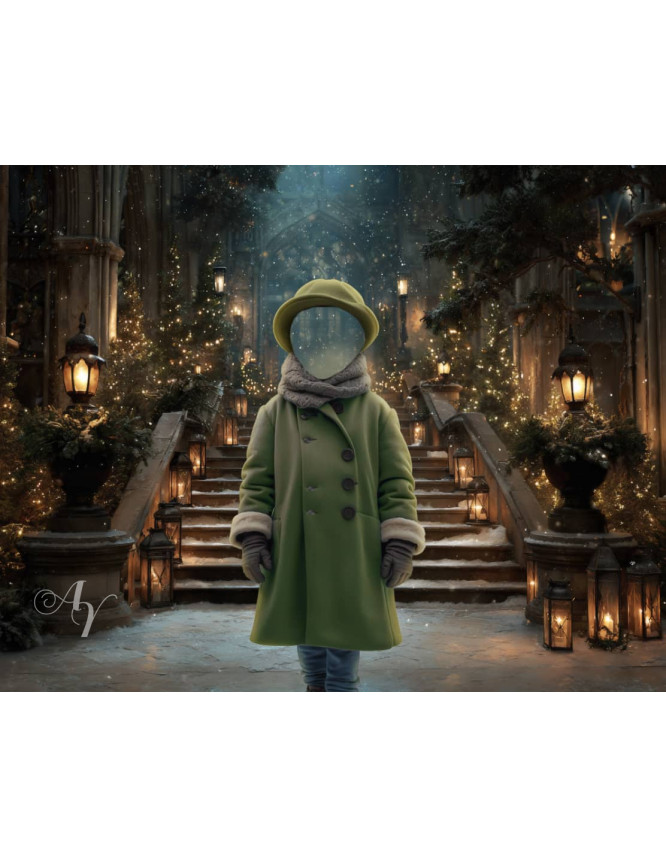 Victorian Candlelit Staircase Child Customized Photo Paintings