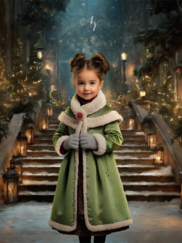 Victorian Candlelit Staircase Child Customized Photo Paintings