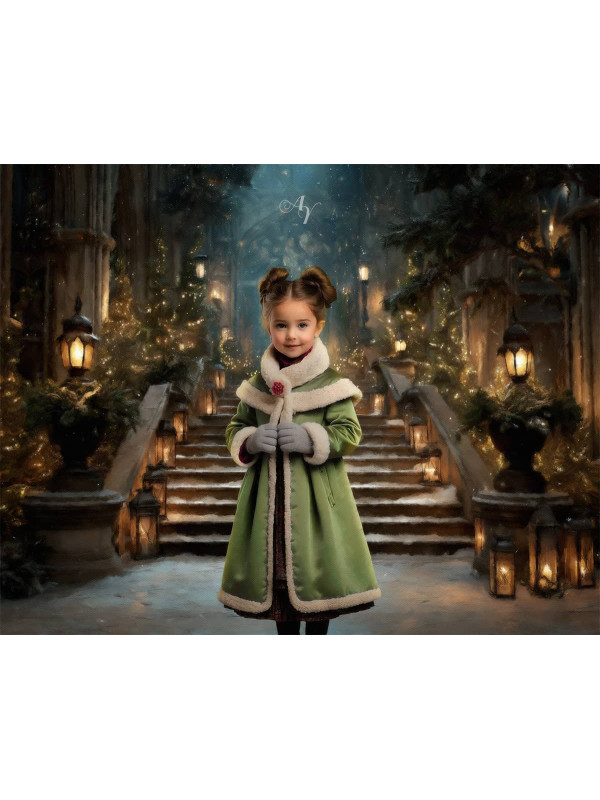 Victorian Candlelit Staircase Child Customized Photo Paintings