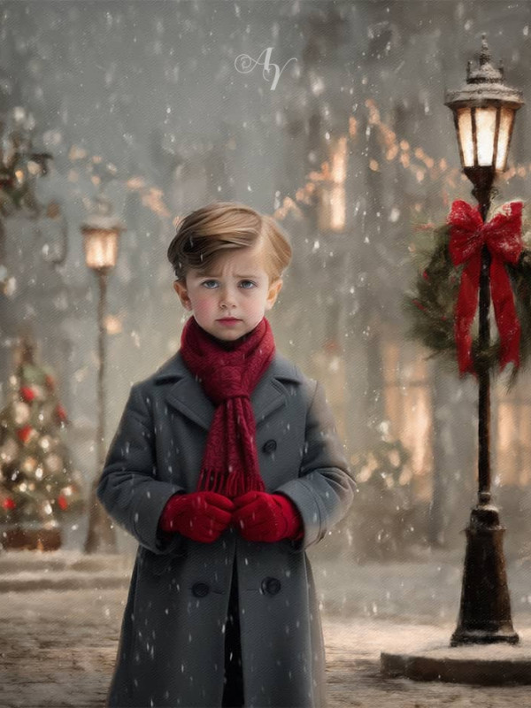 Victorian Christmas Street Child Customized Photo Paintings