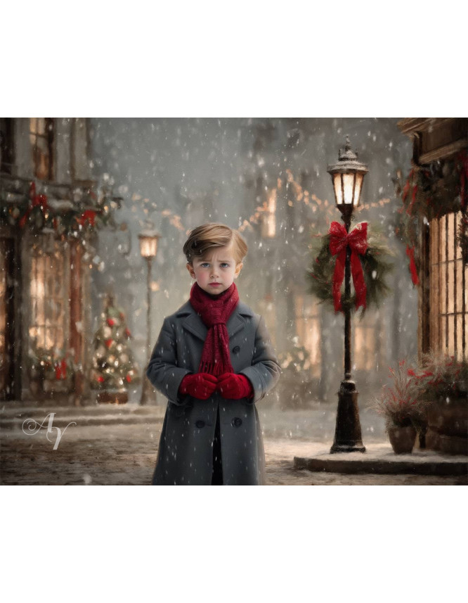 Victorian Christmas Street Child Customized Photo Paintings Victorian Christmas Street Child Customized Photo Paintings