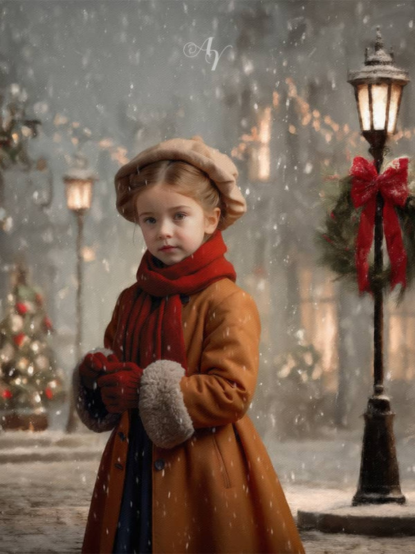 Victorian Christmas Street Child Customized Photo Paintings