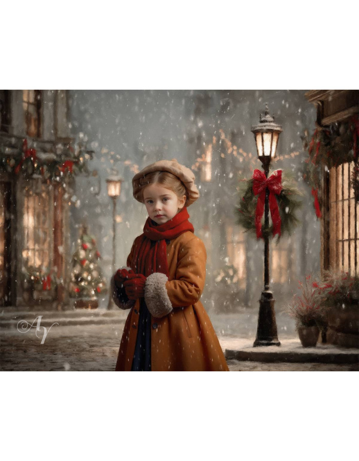 Victorian Christmas Street Child Customized Photo Paintings Victorian Christmas Street Child Customized Photo Paintings