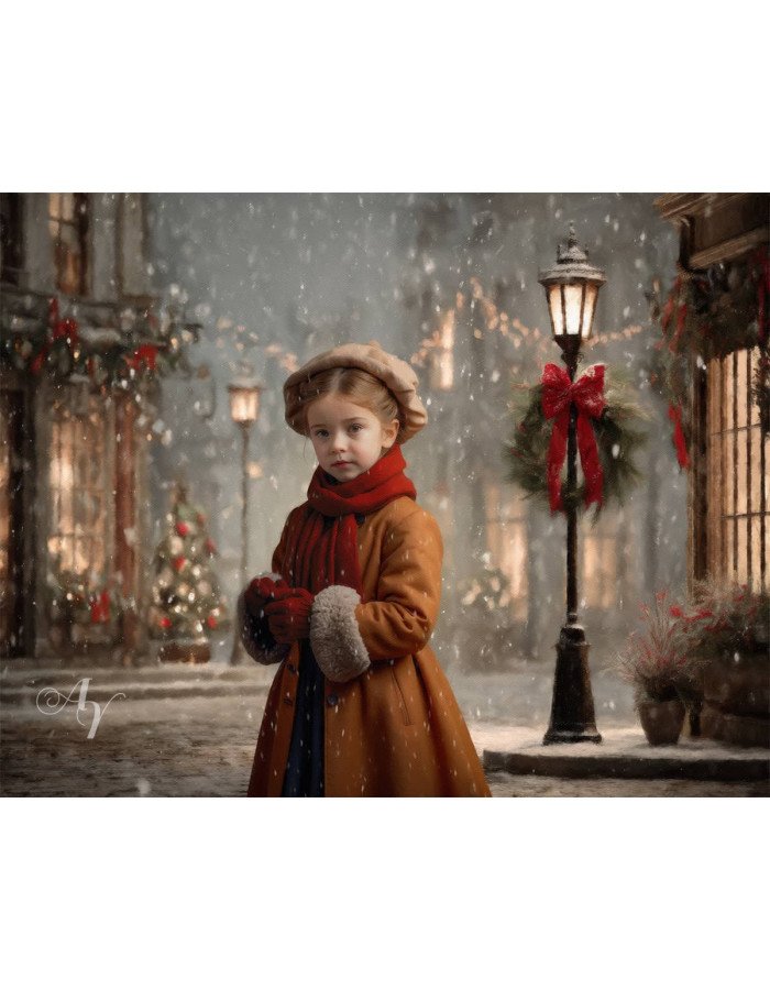 Victorian Christmas Street Child Customized Photo Paintings Victorian Christmas Street Child Customized Photo Paintings