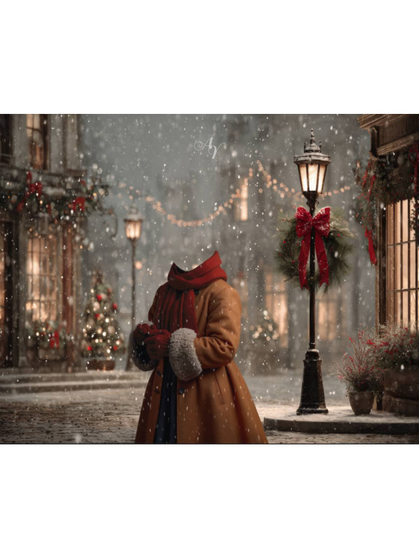 Victorian Christmas Street Scene Child Customized Photo Paintings
