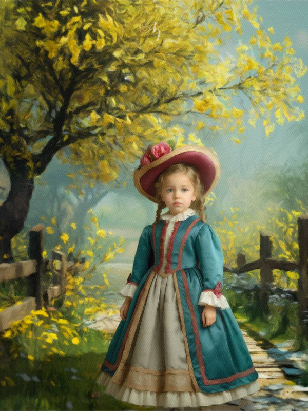 Victorian Country Path Child Customized Photo Paintings