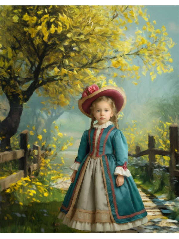 Victorian Country Path Child Customized Photo Paintings