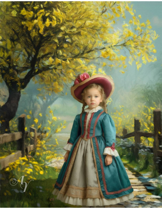 Victorian Country Path Child Customized Photo Paintings Victorian Country Path Child Customized Photo Paintings
