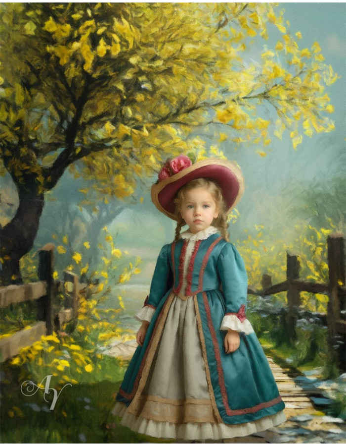 Victorian Country Path Child Customized Photo Paintings Victorian Country Path Child Customized Photo Paintings