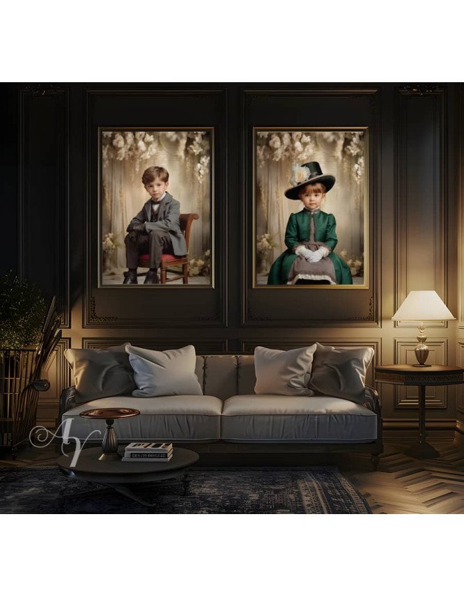 Victorian Formal Studio Child Customized Photo Paintings Victorian Formal Studio Child Customized Photo Paintings