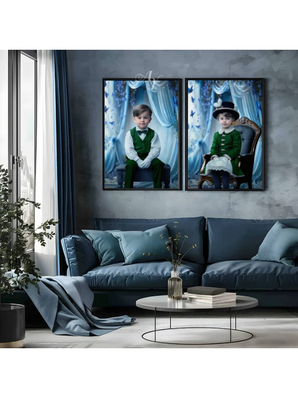 Victorian Blue Room Child Customized Photo Paintings