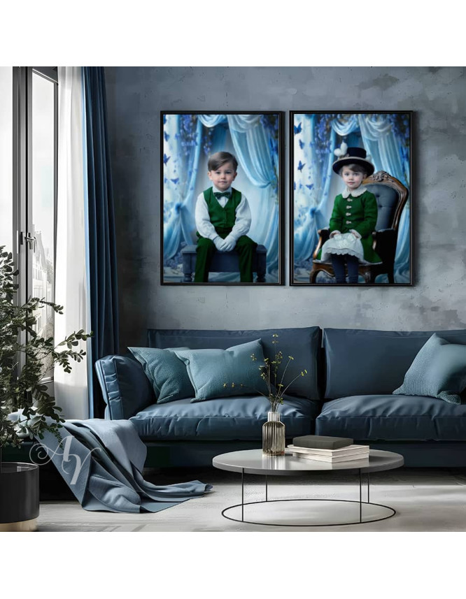 Victorian Blue Room Child Customized Photo Paintings