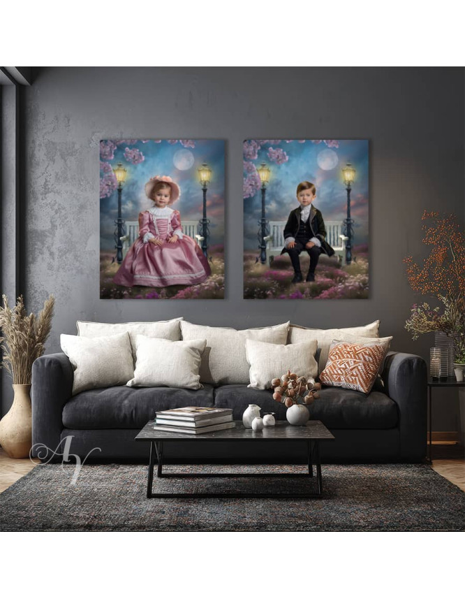 Victorian Lamplit Garden Custom Child Customized Photo Paintings Victorian Lamplit Garden Custom Child Customized Photo Paintings