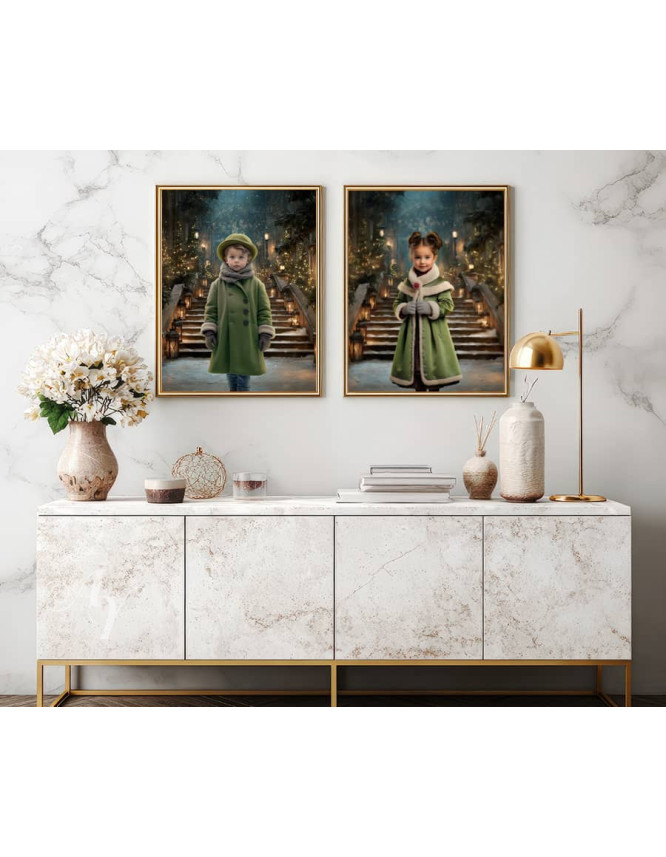 Victorian Candlelit Staircase Child Customized Photo Paintings Victorian Candlelit Staircase Child Customized Photo Paintings