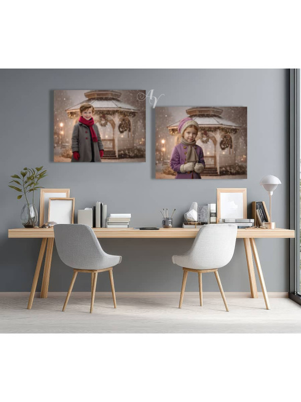 Victorian Winter Gazebo Child Customized Photo Paintings