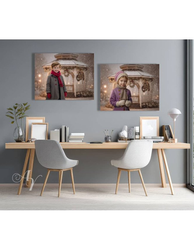 Victorian Winter Gazebo Child Customized Photo Paintings Victorian Winter Gazebo Child Customized Photo Paintings