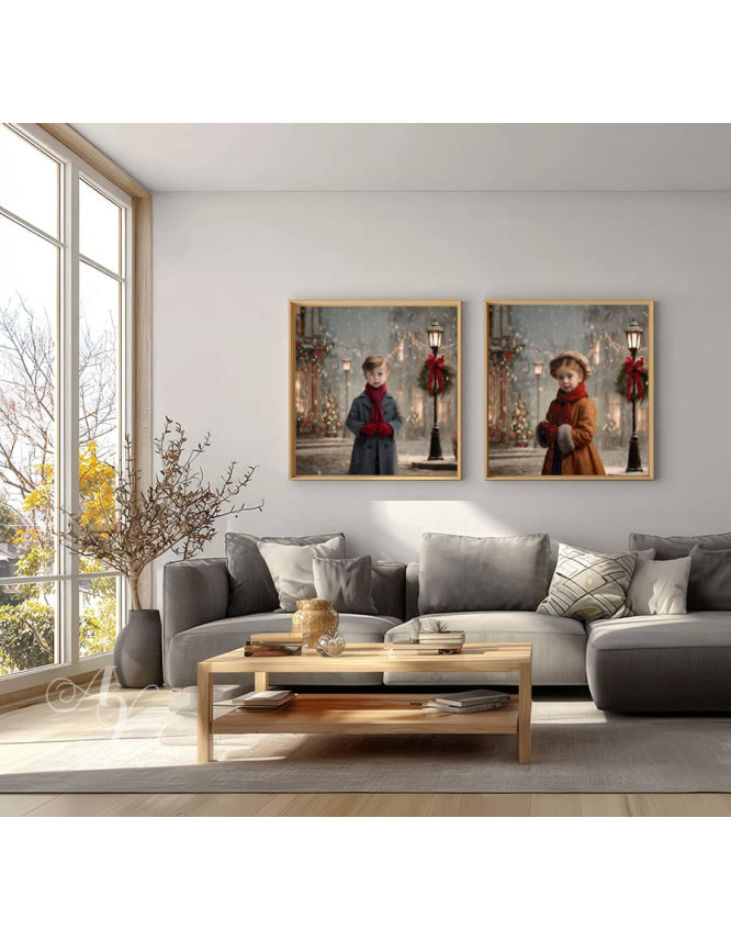 Victorian Christmas Street Child Customized Photo Paintings Victorian Christmas Street Child Customized Photo Paintings